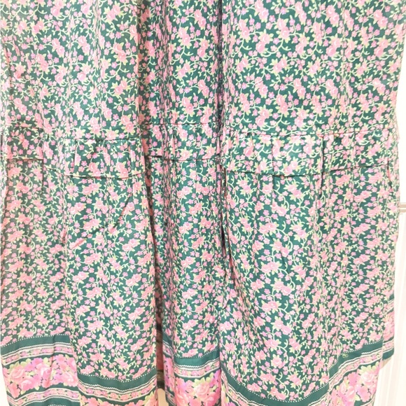 Trovata Nellie Sweet Melba Green Pink Lace Up Floral Midi A Line Dress XS - Picture 11 of 13